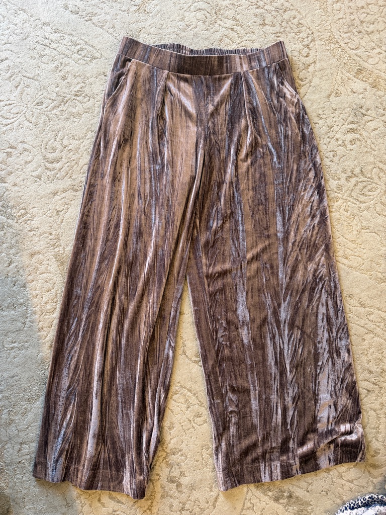A New Day Metallic Taupe Wide-Leg Velvet Pants